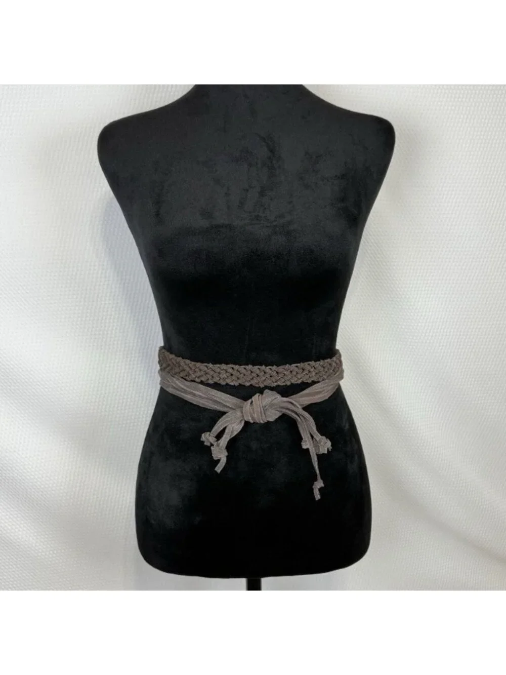 Brown Suede Leather Braided Belt Fringe Tassel Boho Western Wrap Tie Waist OS